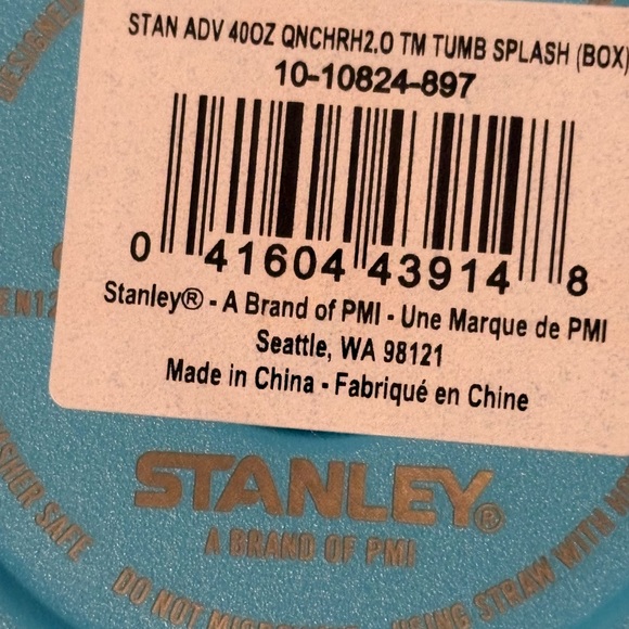 Stanley Quencher H2.0 40oz Flowstate Tumbler Splash Blue Aqua Handle Cup NEW - Picture 6 of 6